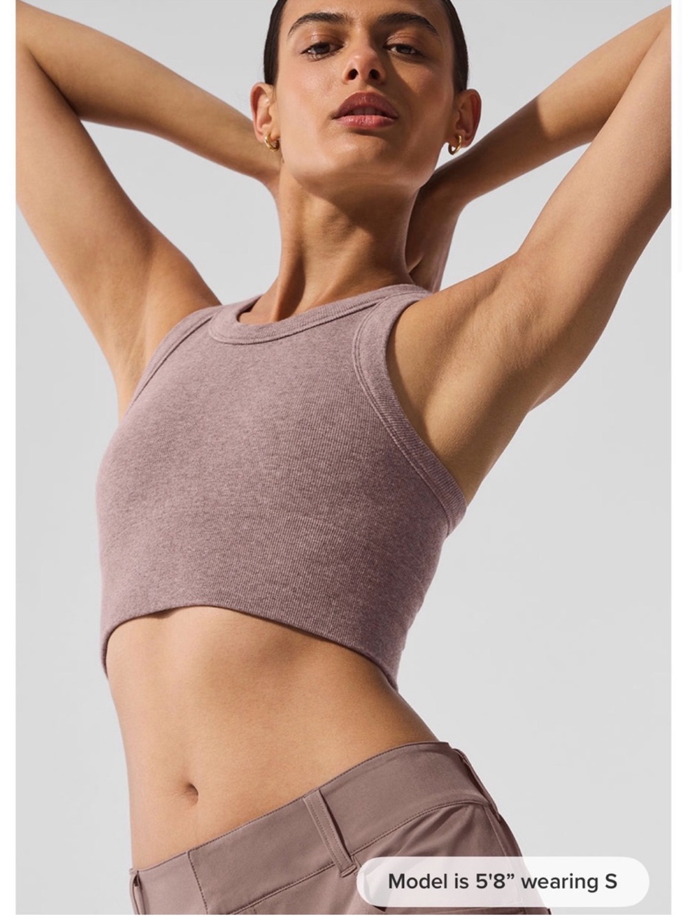ALO Yoga Ribbed Crop Tank Top - Mauve